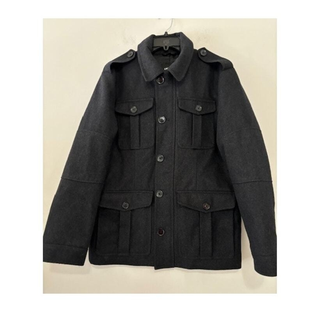 Vintage Express Men's Size Large Military Style Wool Black Field Jacket Coat - Picture 10 of 17